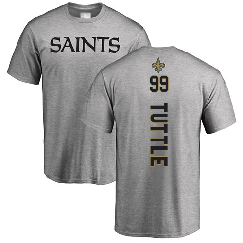 Men New Orleans Saints Ash Shy Tuttle Backer NFL Football #99 T Shirt->new orleans saints->NFL Jersey